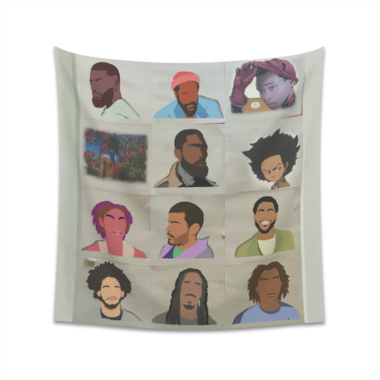 Black men Printed Wall Tapestry